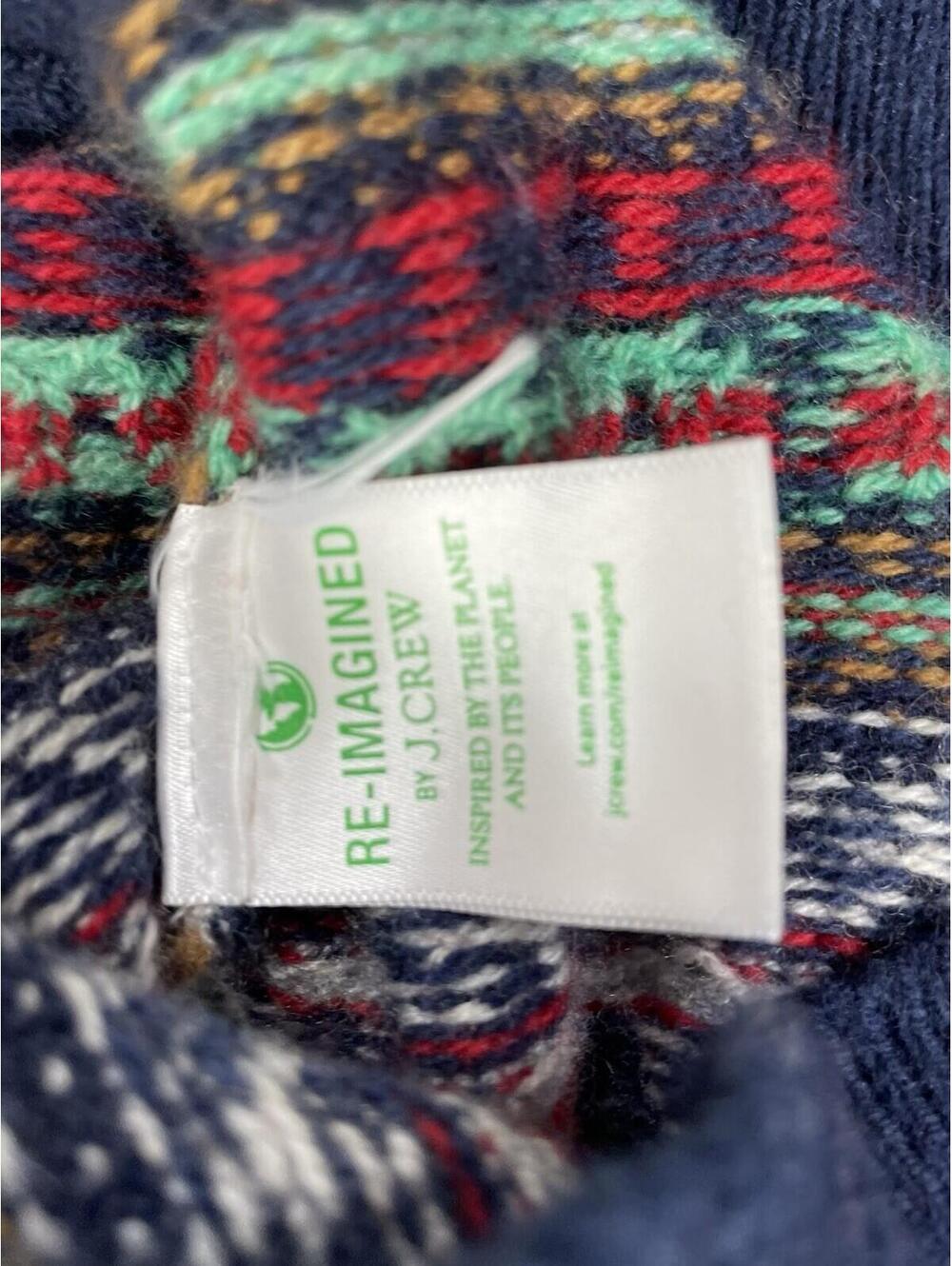 J. Crew Puff Sleeve Fair isle Crew Neck Sweater Navy Cherries Size Small - Picture 9 of 9